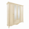 Шкаф 4 дверный с зеркалами Неаполь, Ваниль/Патина Золото без структуры дерева