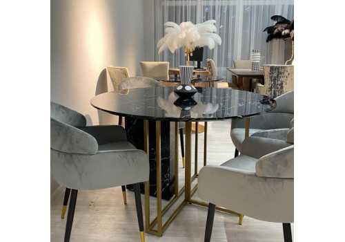 Стол обеденный Веспер F-1171-1.1, 120х120х76 см, черный мрамор