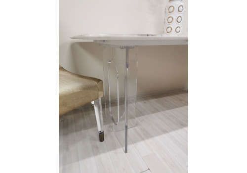 Стол обеденный Ардео Силвер DT-3101, 200x100x75 см, белый мрамор