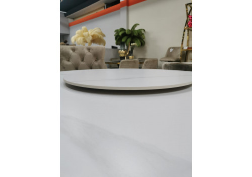 Стол обеденный Мелоди DT-018L, 140х140х75 см, белый мрамор/серебро