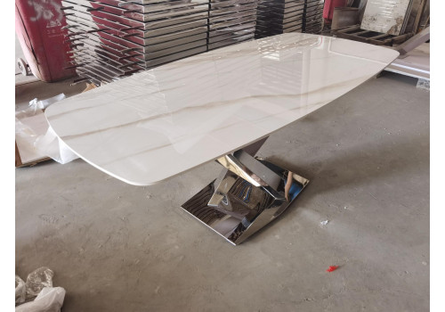 Стол обеденный Интерно Силвер DT-2883, 180х90х75 см, белый мрамор/серебро