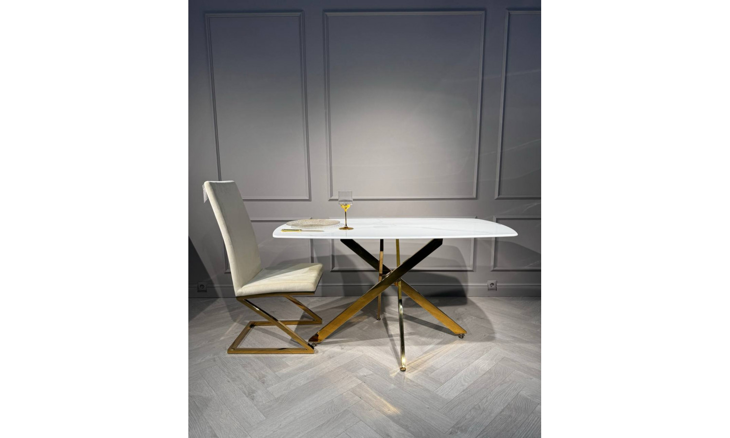 Стол обеденный Элис Рэк BS1803-140WT,140х80х76 см, белый/золото