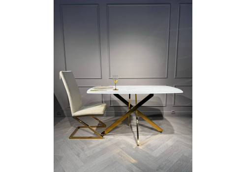 Стол обеденный Элис Рэк BS1803-140WT,140х80х76 см, белый/золото