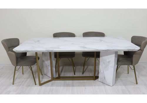 Стол обеденный Веспер Рэк F-1171, 200х106х76 см, белый мрамор