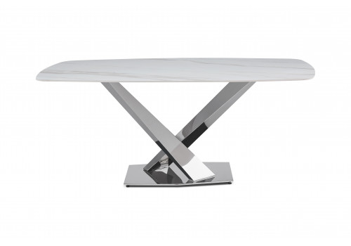 Стол обеденный Интерно Силвер DT-2883, 180х90х75 см, белый мрамор/серебро
