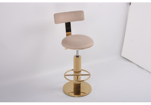 Стул барный Вивиан MC111-GR-2, светло-серый/глянцевое золото