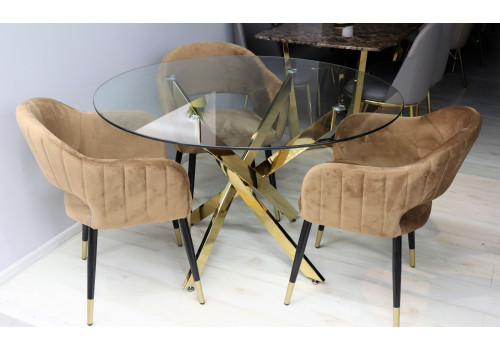 Стол обеденный Элис Силвер DT-2850, 120х120х75 см, белый мрамор