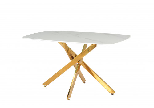 Стол обеденный Элис Рэк BS1803-140WT,140х80х76 см, белый/золото