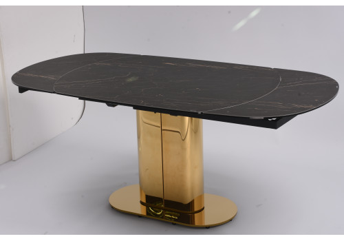 Стол обеденный раскладной Атриум-2 MC3035-120B, 120(30+30)х90х77 см, черная керамика