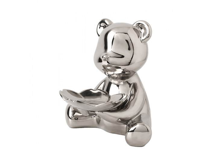 Статуэтка Медведь с подносом IST-067, 21х24 см, серебро