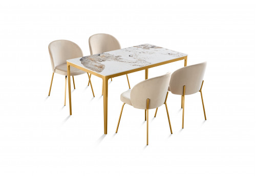 Стол обеденный Камео DT-3001S, 120х80х75 см, белый мрамор (Калаката)