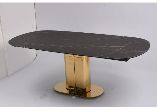 Стол обеденный раскладной Атриум-2 MC3035-140B, 140(30+30)х100х77 см, черная керамика