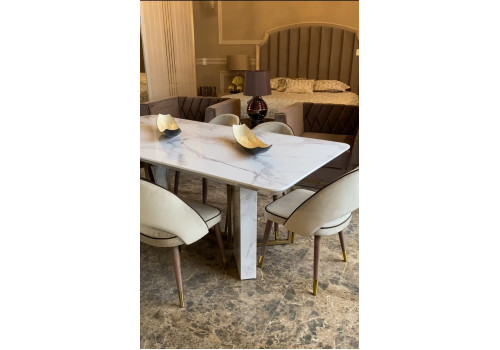 Стол обеденный Веспер Рэк F-1171, 200х106х76 см, белый мрамор