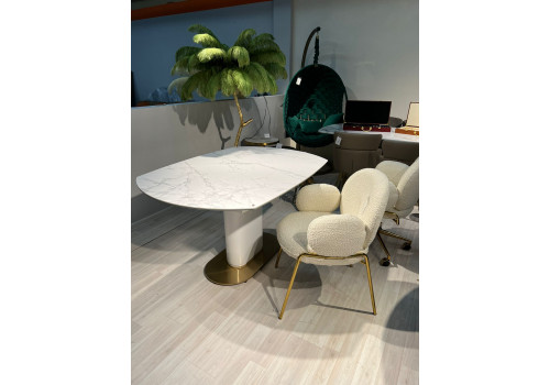 Стол обеденный раскладной Атриум MC22122DT, 140(200)х100х77 см, белый мрамор