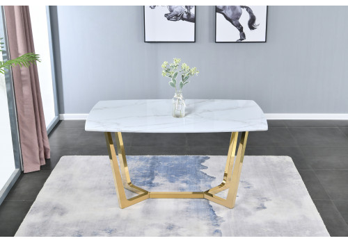Стол обеденный Ланс DT-2852, 140х80х75 см, белый мрамор
