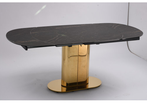 Стол обеденный раскладной Атриум-2 MC3035-120B, 120(30+30)х90х77 см, черная керамика