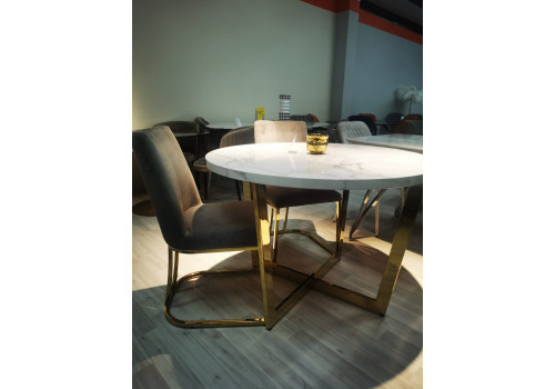 Стол обеденный Амали F-1374, 110х110х75 см, белый мрамор