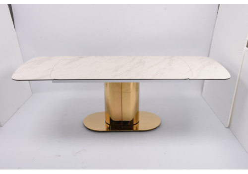 Стол обеденный раскладной Моника MC3034-160W, 160(41+41)х90х77 см, белая керамика