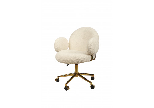 Кресло офисное Клауд-2 DR-1252-A-OF, 65х63х89, ткань букле белый/золотые ноги