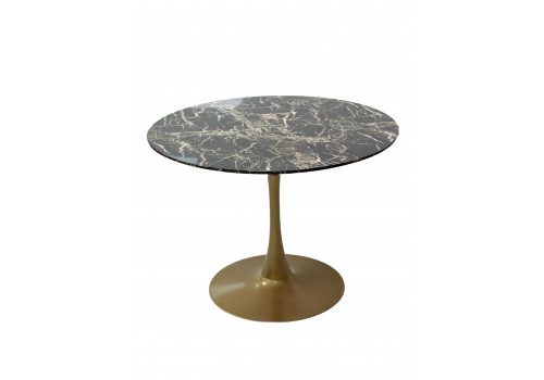 Стол обеденный круглый Аура F-1400-1.1, 100х100х75 см, черный мрамор