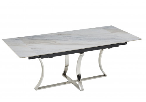Стол обеденный Тренди Рэк DT2889, 150(200)*90*75 см, белый мрамор