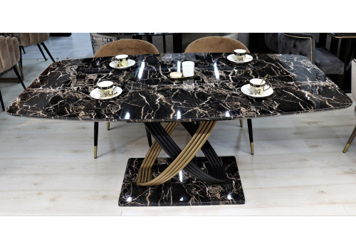 Стол обеденный Сфера F-1457 (F1200), 180х100х76 см, черный мрамор