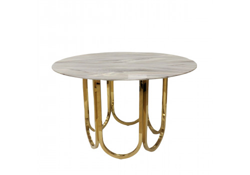 Стол обеденный Лори F-1386-1,122х122х76 см, перламутровый мрамор