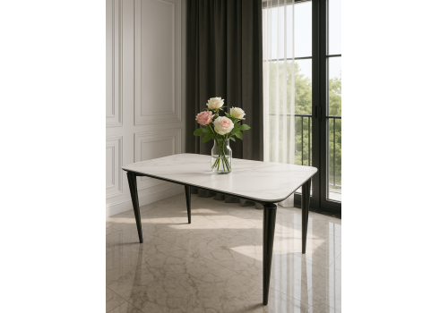 Стол обеденный Блум ART2922-140W, 140х80х75 см, белая керамика/черный