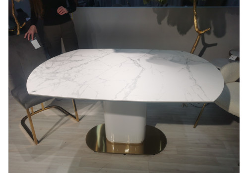 Стол обеденный раскладной Атриум MC22122DT, 140(200)х100х77 см, белый мрамор