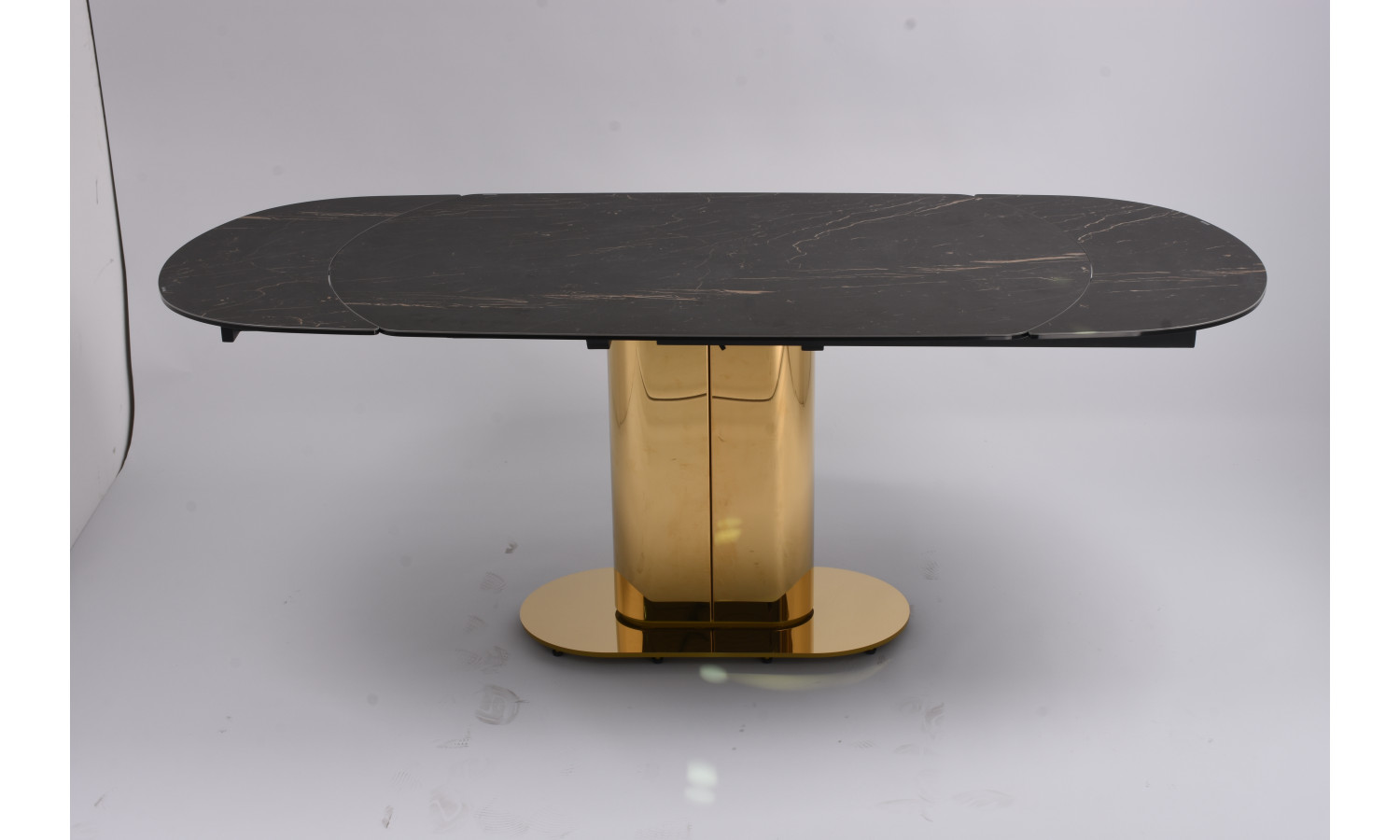Стол обеденный раскладной Атриум-2 MC3035-140B, 140(30+30)х100х77 см, черная керамика