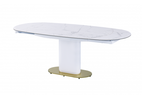 Стол обеденный раскладной Атриум MC22122DT, 140(200)х100х77 см, белый мрамор
