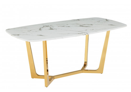Стол обеденный Ланс Мат DT-2852M,160х90х75 см, белый мрамор/матовое золото