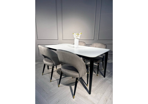 Стол обеденный Блум ART2922-160W, 160х90х75 см, белая керамика/черный