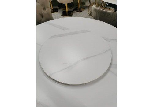 Стол обеденный Мелоди DT-018L, 140х140х75 см, белый мрамор/серебро