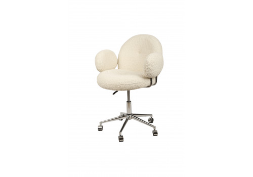 Кресло офисное Клауд-2 DR-1252-A-OF, 65х63х89, ткань букле белый/серебро