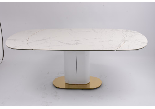 Стол обеденный раскладной Атриум-2 MC3035-140W, 140(30+30)х100х77 см, белая керамика