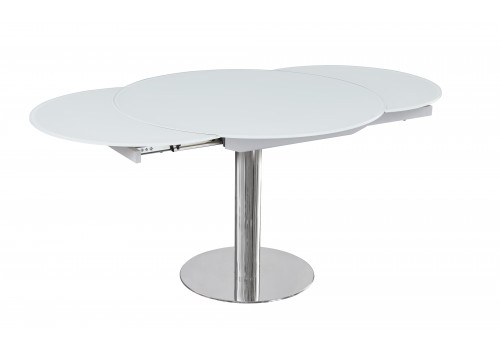 Стол обеденный раскладной Флорис MC6225DT-W,102(166)х102х77 см, белое стекло