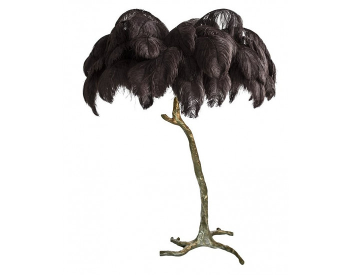 Торшер страусиные перья FEATHER LAMP, Цвет: черный