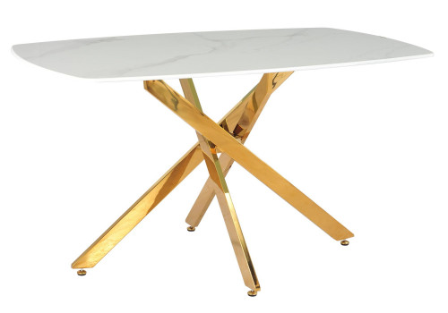 Стол обеденный Элис Рэк BS1803-140WT,140х80х76 см, белый/золото
