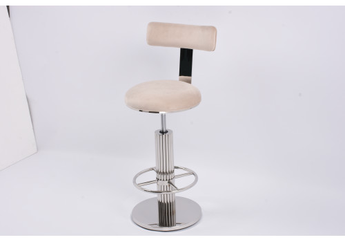 Стул барный Вивиан MC111-GR-3, светло-серый/глянцевое серебро