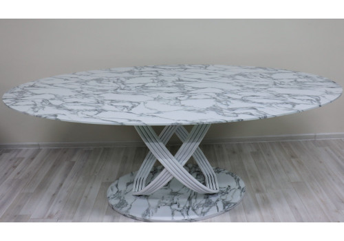 Стол обеденный Сфера Овал F-1453, 200х100х76 см, белый мрамор