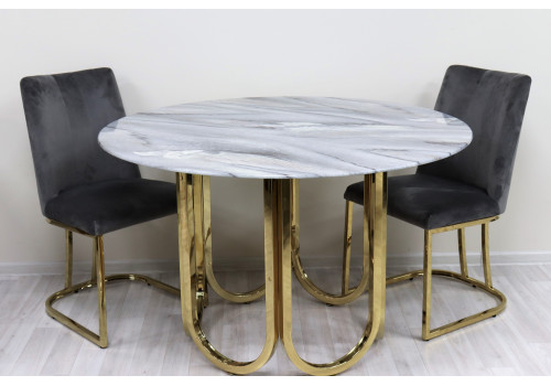 Стол обеденный Лори F-1386-1,122х122х76 см, перламутровый мрамор