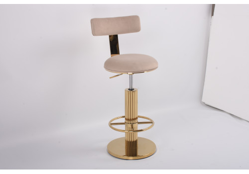 Стул барный Вивиан MC111-GR-2, светло-серый/глянцевое золото