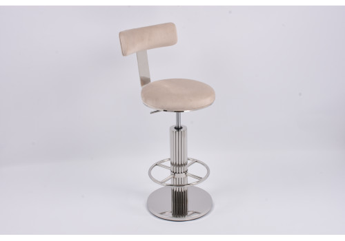 Стул барный Вивиан MC111-GR-3, светло-серый/глянцевое серебро