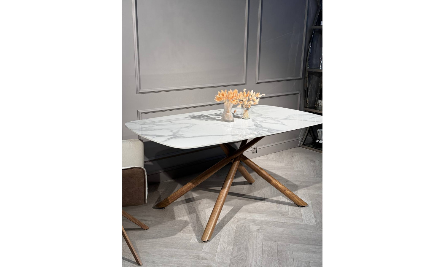 Стол обеденный Неаполь160 TW-1162-T-1,160x90x76 см, белый мрамор