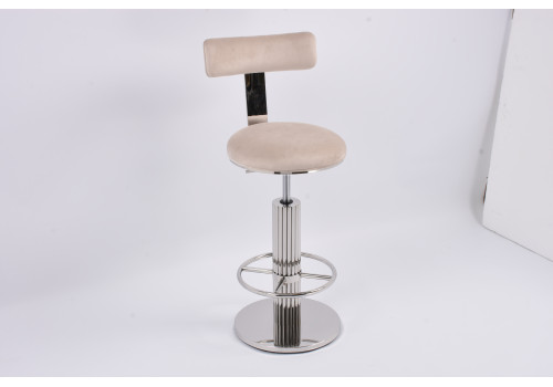 Стул барный Вивиан MC111-GR-3, светло-серый/глянцевое серебро