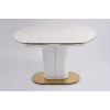 Стол обеденный раскладной Атриум-2 MC3035-120W, 120(30+30)х90х77 см, белая керамика