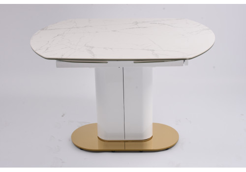 Стол обеденный раскладной Атриум-2 MC3035-120W, 120(30+30)х90х77 см, белая керамика