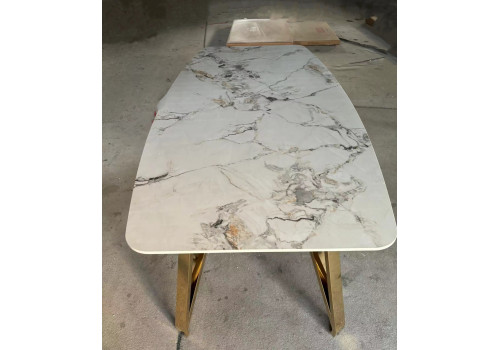 Стол обеденный Соар-2 F-1690,180х90х76 см, серо-золотая керамика/золото