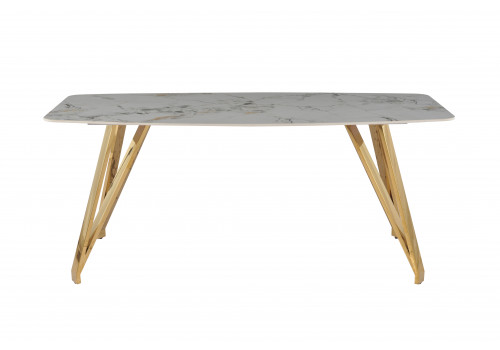 Стол обеденный Соар-2 F-1690,180х90х76 см, серо-золотая керамика/золото